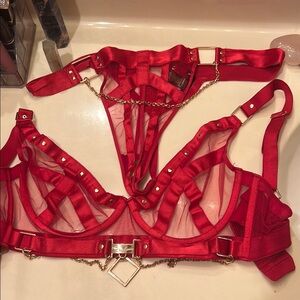 Red Strappy Lingerie Set